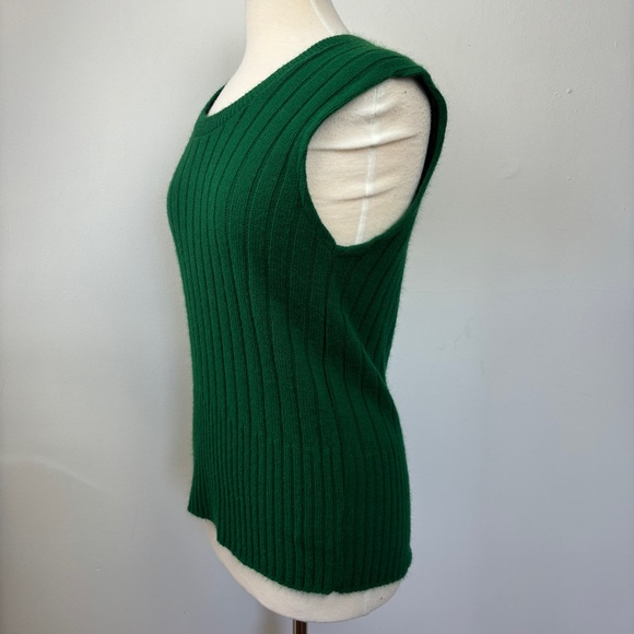 Vintage 70s Disco JCPenney Towncraft Green Orlon Acrylic Sweater Vest Women's M - Picture 3 of 13